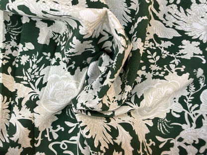 Floral Printed Cotton - Hunter Green & Ivory