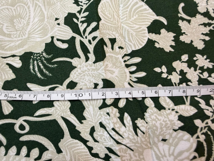 Floral Printed Cotton - Hunter Green & Ivory