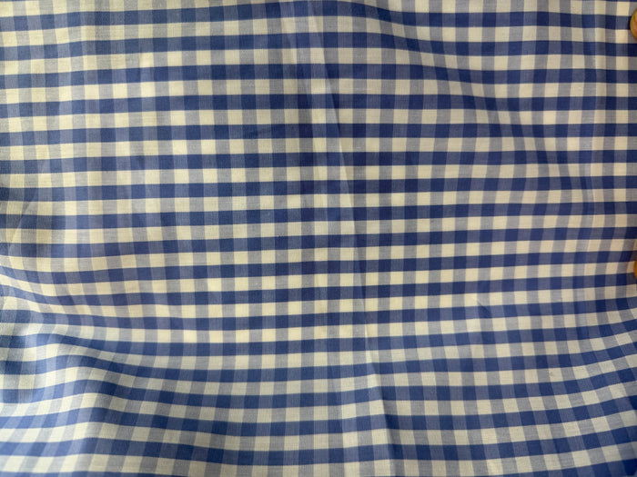 Gingham Plaid Cotton Shirting - Blue & White