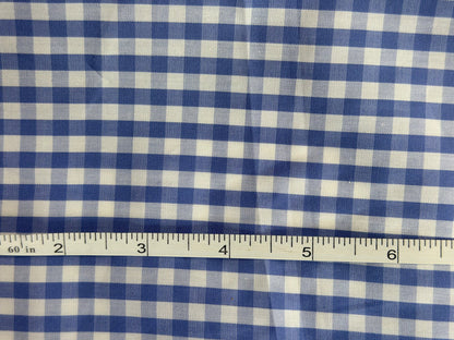Gingham Plaid Cotton Shirting - Blue & White
