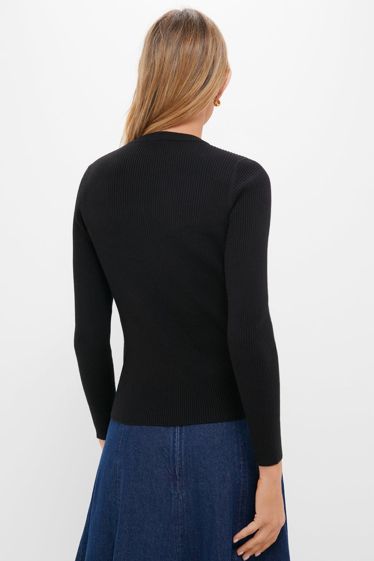 Black Alden Ribbed Crewneck