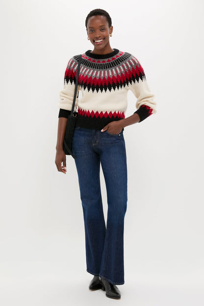 Authentic Cream Fairisle Multi Crewneck Sweater