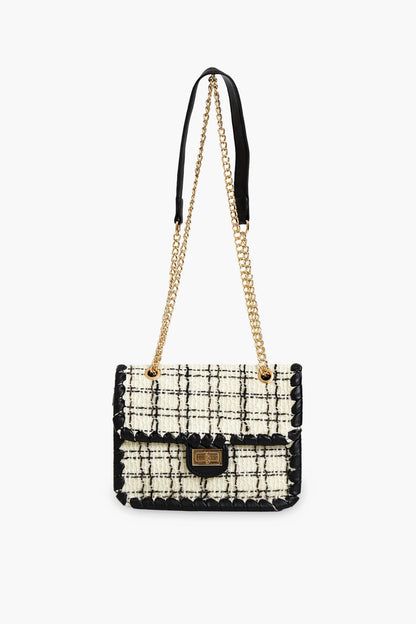 Black and White Tweed Marjorie Bag