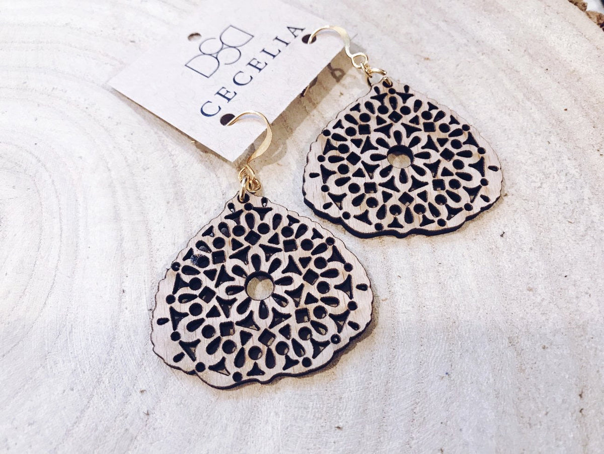 Cecelia Wood Earring, Aspen Leaf
