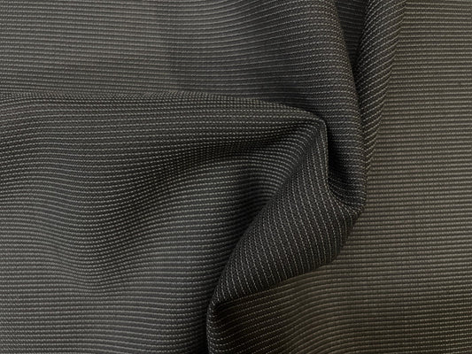 Italian Fine Pin Stripe Tropical 100% Wool Suiting - Charcoal / Off White