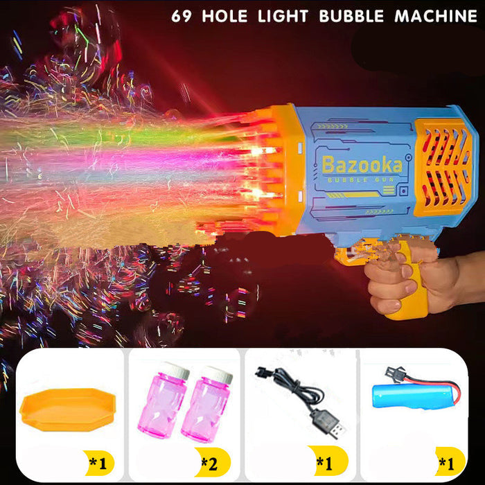 Kid 69 Hole Rainbow Light Bazooka Bubble Machine