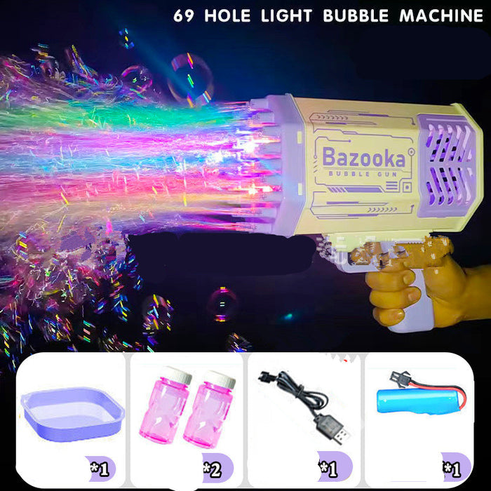 Kid 69 Hole Rainbow Light Bazooka Bubble Machine