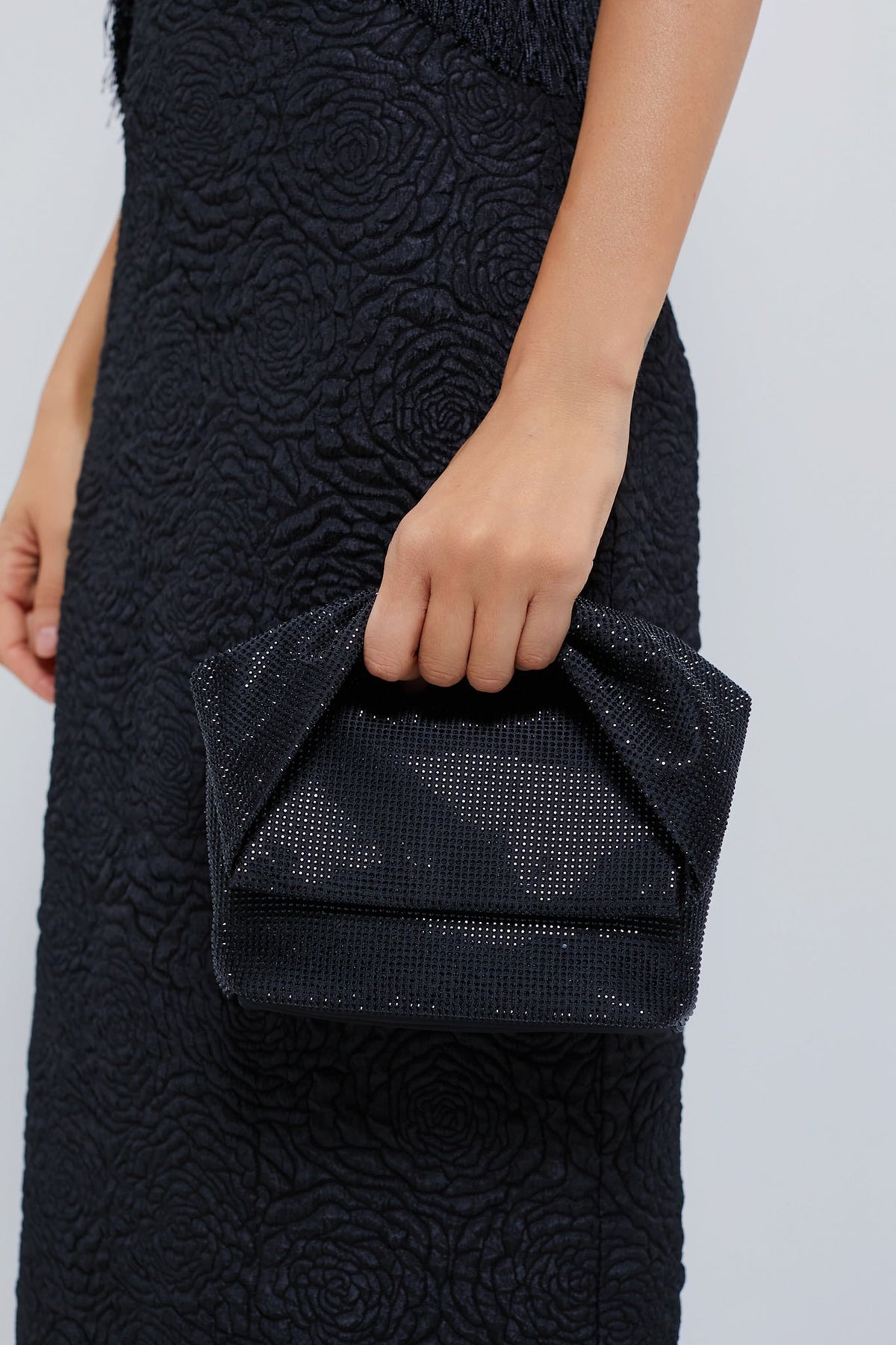 Black Alinta Hotfix Top Handle Bag