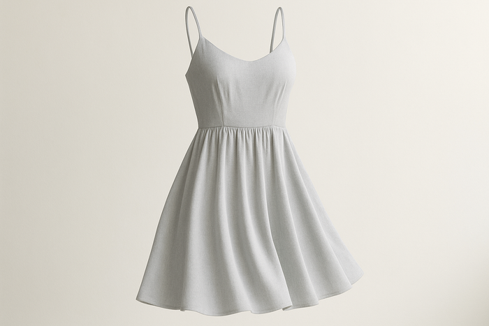 a nice summer dress for young generation in color light gray pantone #14-4203