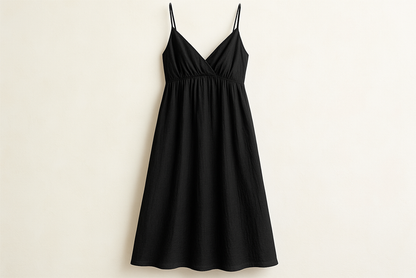 a lovely dress for summer with Light-Weight Crepe Cotton - Jet Black