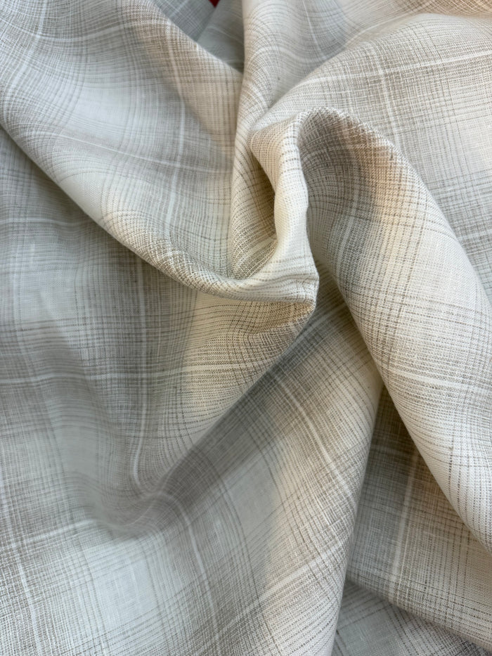 Linen - Neutral Plaid - Beige & White