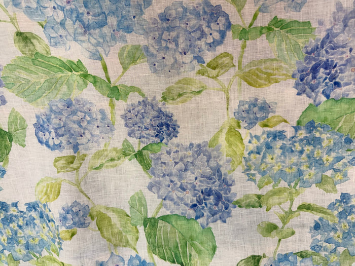 Linen Print - Blue Watercolor Hydrangea