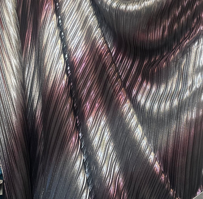 Metallic Pleated Poly - Silver & Purple
