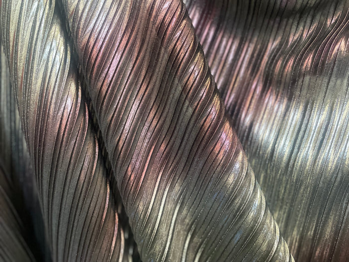 Metallic Pleated Poly - Silver & Purple