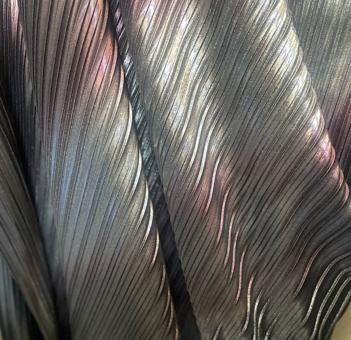 Metallic Pleated Poly - Silver & Purple