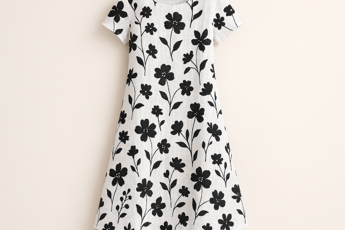 a lovely summer dress for Modern Floral Printed Linen - Black & White