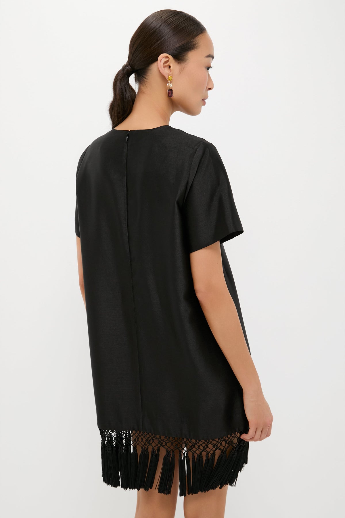 Black Dupioni Tassel Downing Dress
