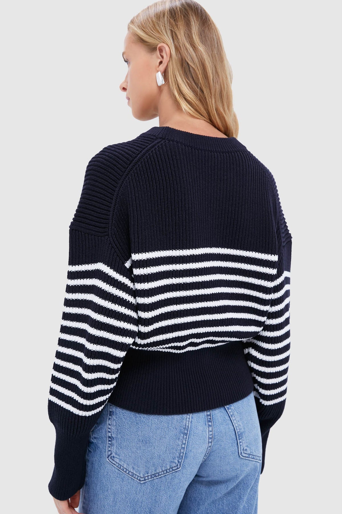Berry Blue and White Striped Tanessa Sweater