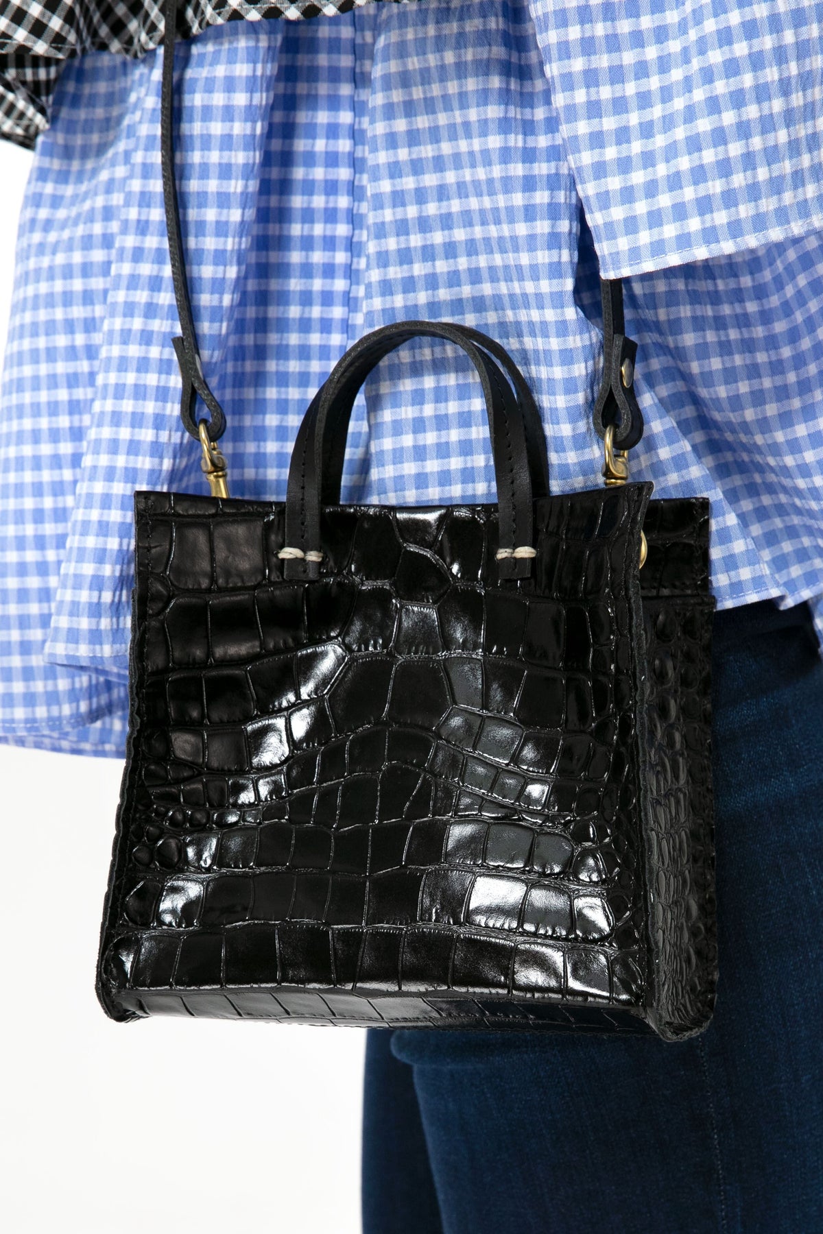 Black Croco Simple Tote Bebe