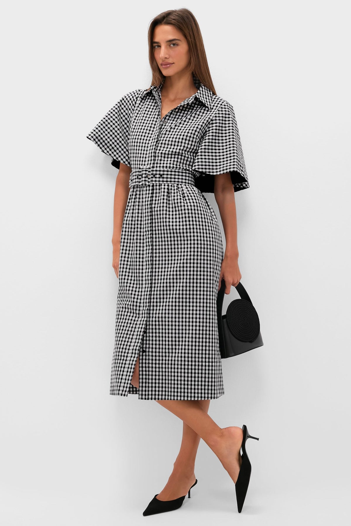 Black Gingham Cape Chloe Dress