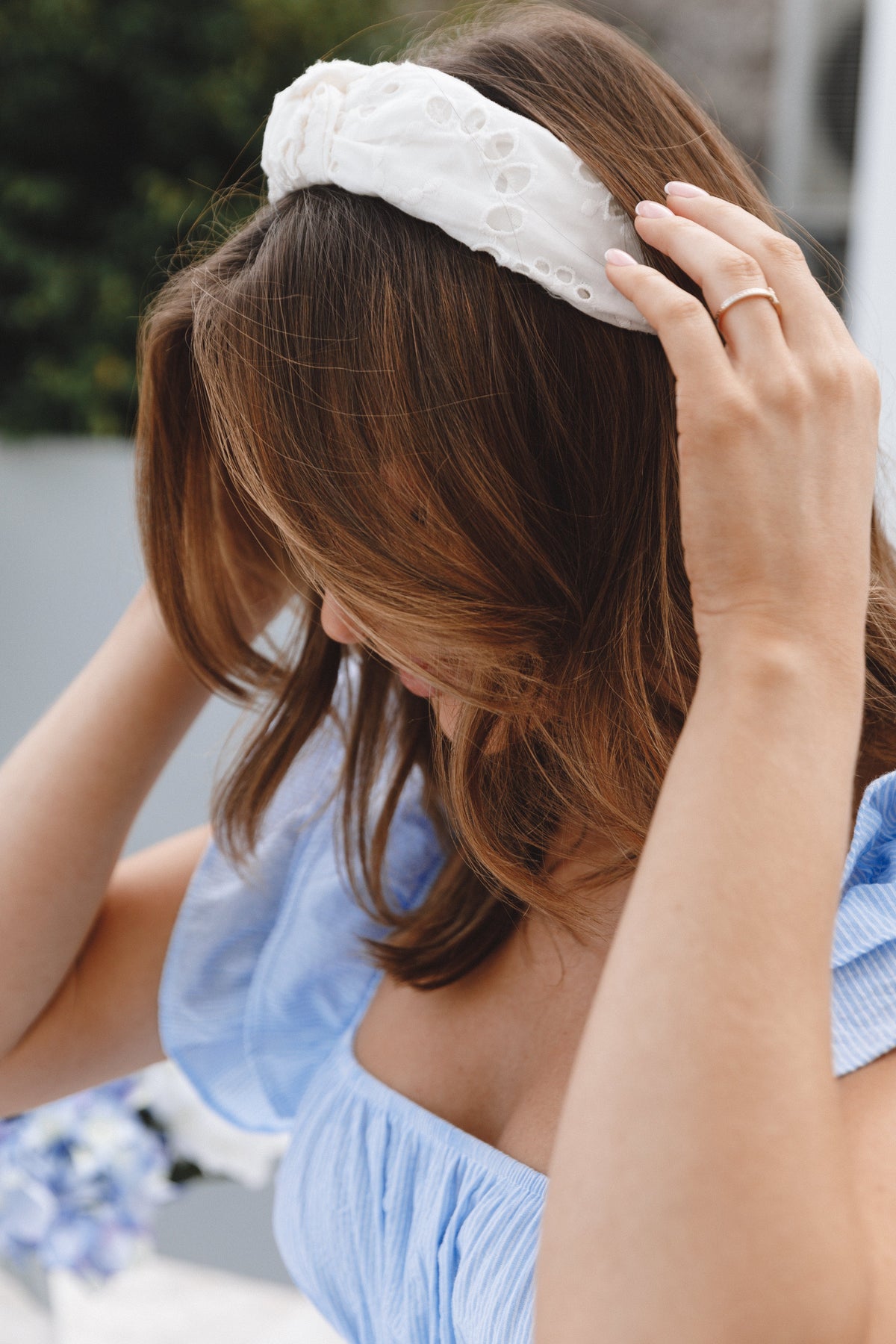 Anika Embroidery Headband - White
