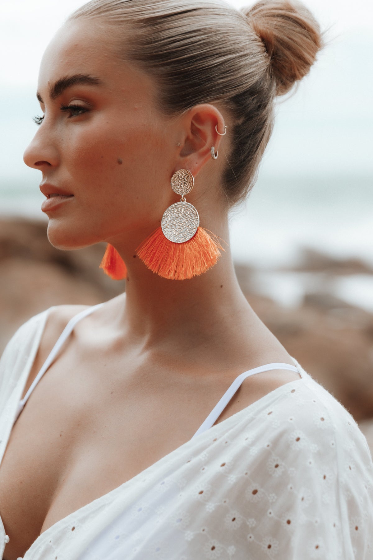 Eloise Tassel Earrings - Gold/Orange