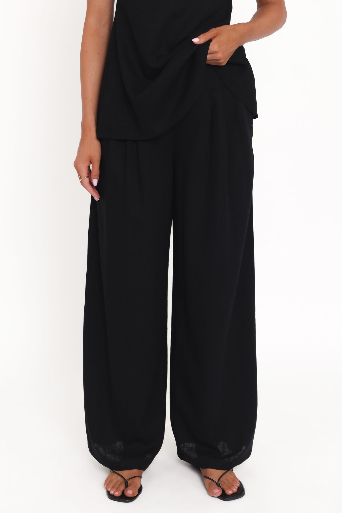 Arles Wide Leg Pants - Black