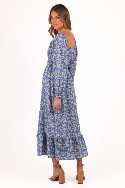 Aine Midi Dress - Blue Floral
