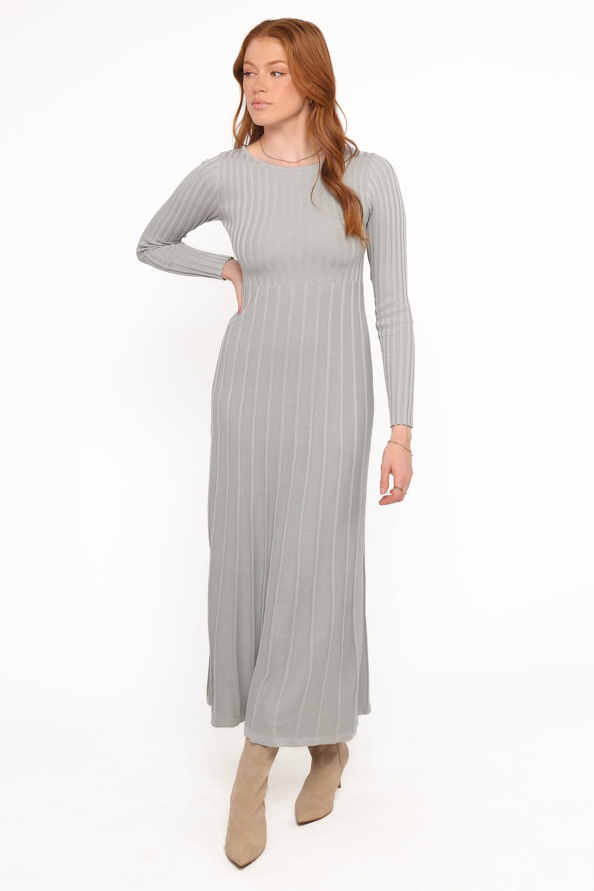 Alison Long Sleeve Maxi Dress - Grey