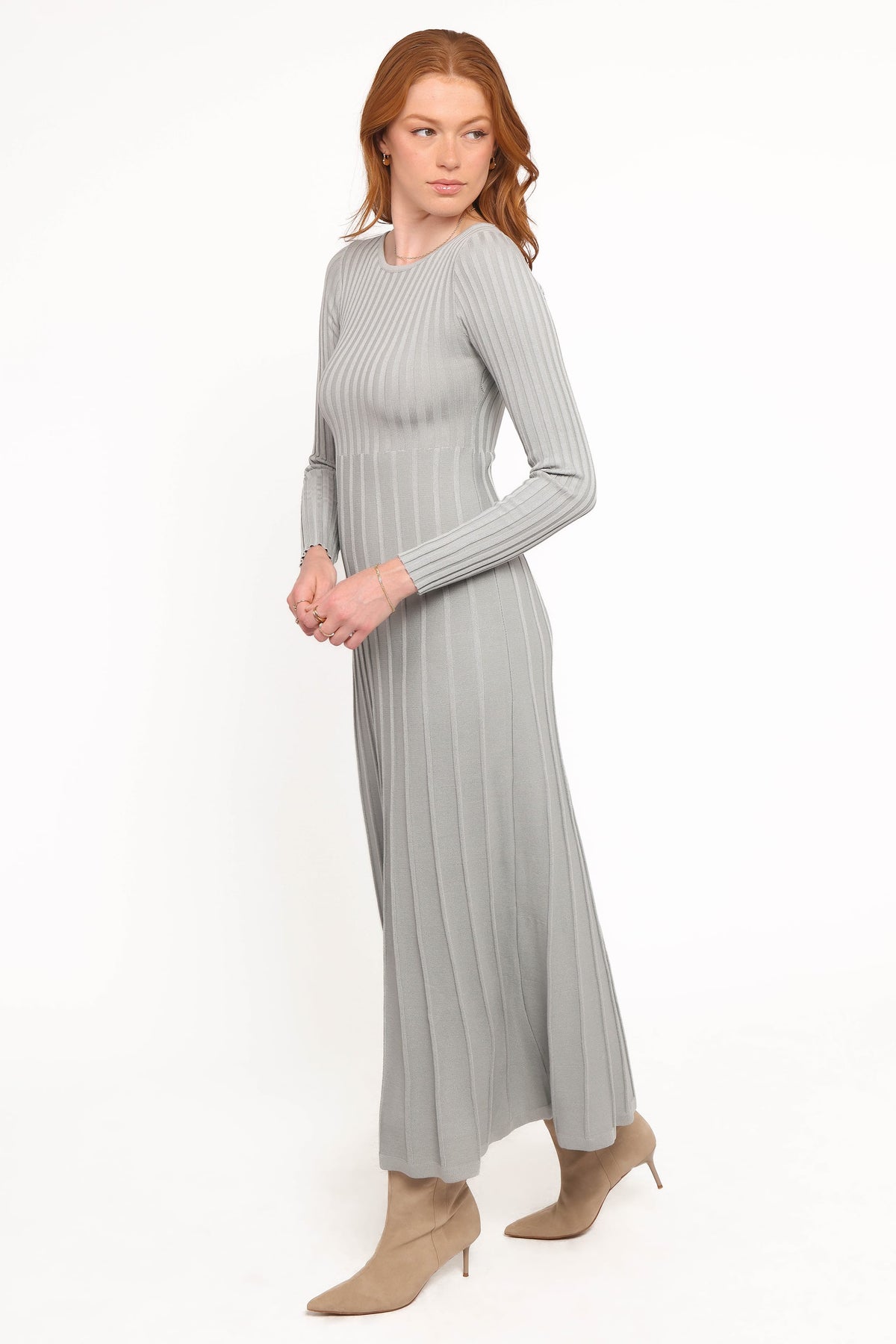 Alison Long Sleeve Maxi Dress - Grey