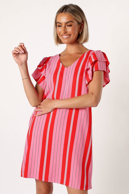 Amara Mini Dress - Pink Stripe