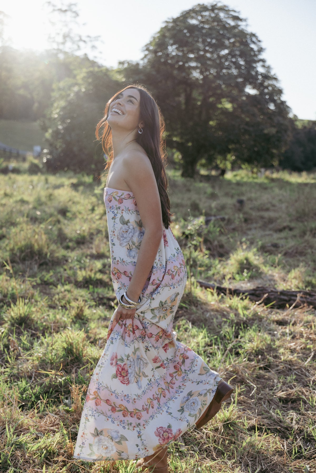 Amora Strapless Maxi Dress - Rose Tile
