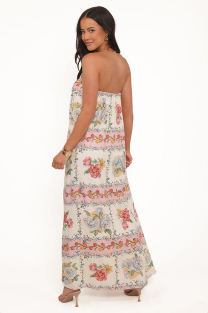 Amora Strapless Maxi Dress - Rose Tile