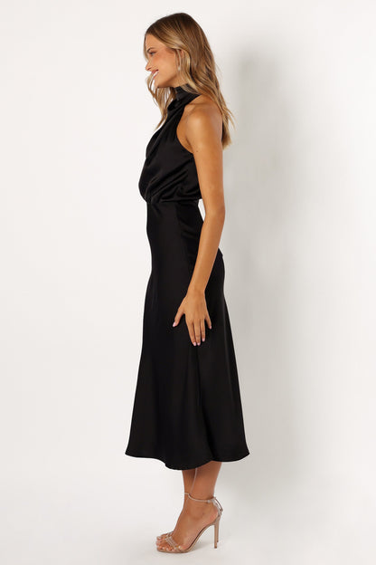 Anabelle Halter Neck Midi Dress - Black