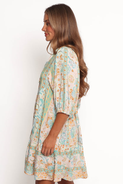 Arden Mini Dress - Green Multi