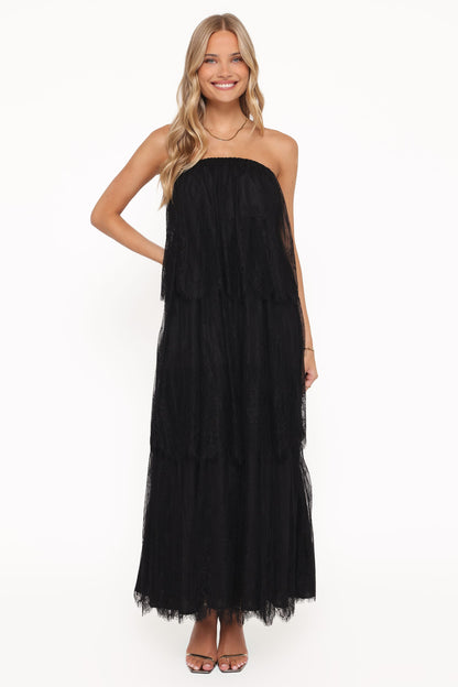 Bloom Strapless Maxi Dress - Black Lace