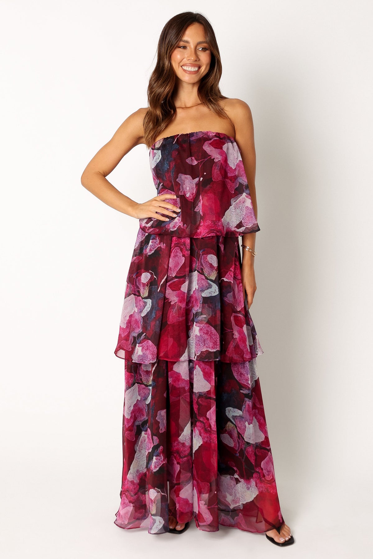 Bloom Strapless Maxi Dress - Purple Floral
