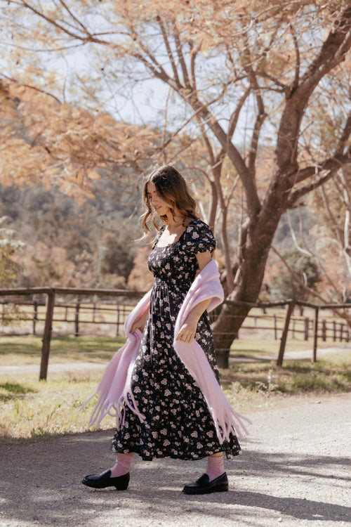Cecelia Puff Sleeve Maxi Dress - Black Floral