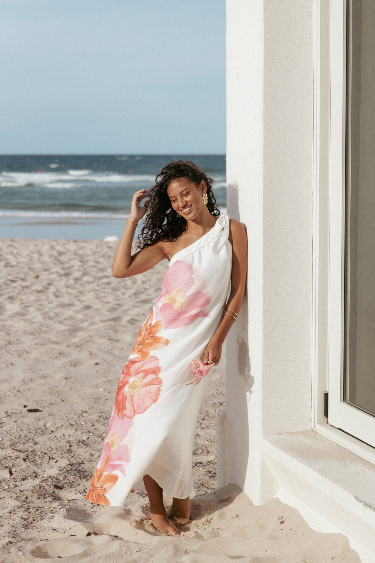 Charlize Maxi Dress - White Pink