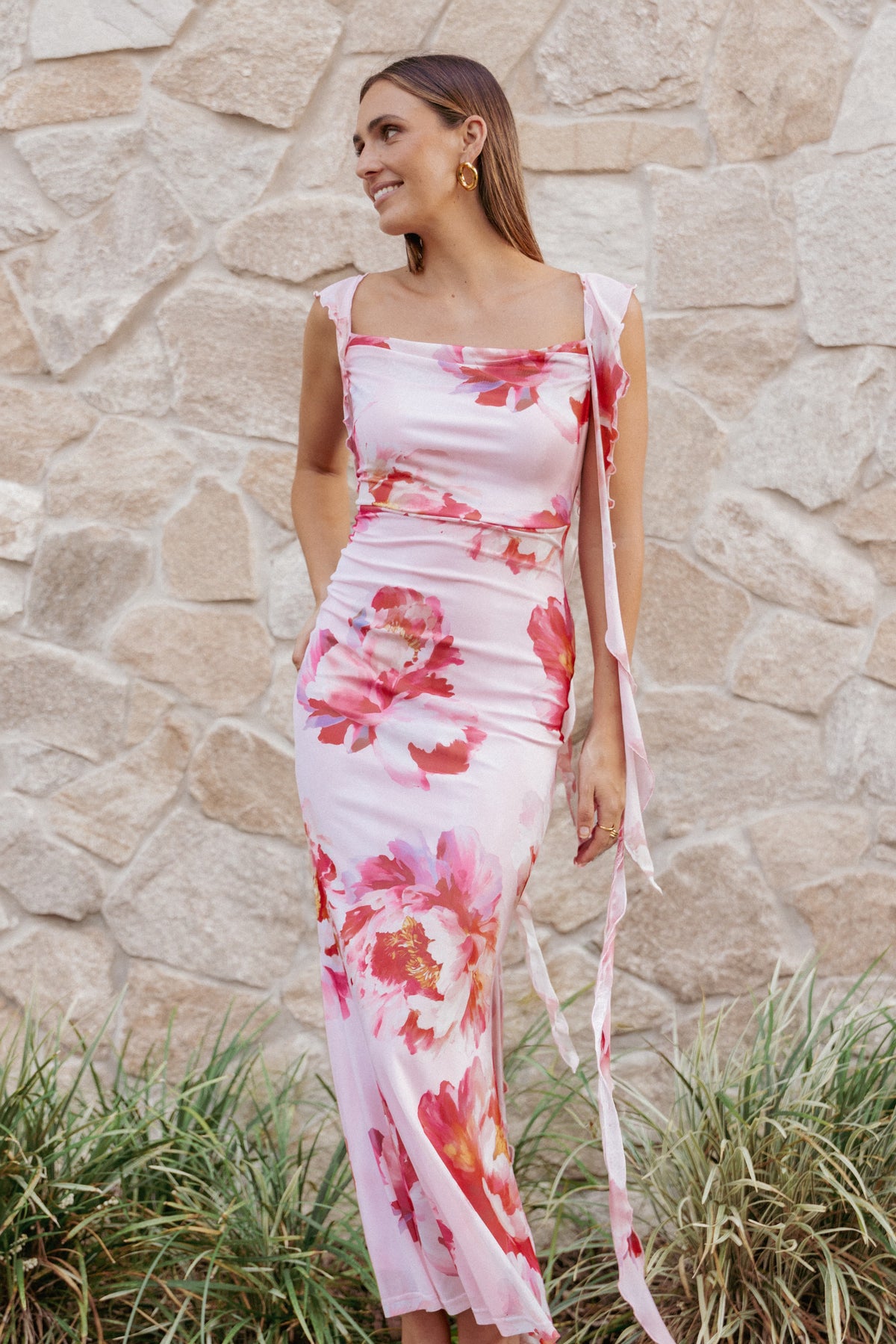 Chiara Maxi Dress - Pink Peony
