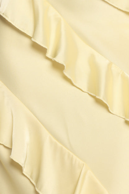 Ciao Ruffles Maxi Satin Dress - Pale Yellow