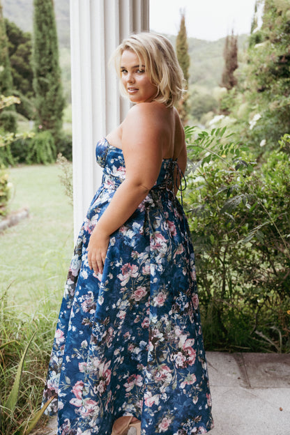 Darina Strapless Midi Dress - Midnight Floral