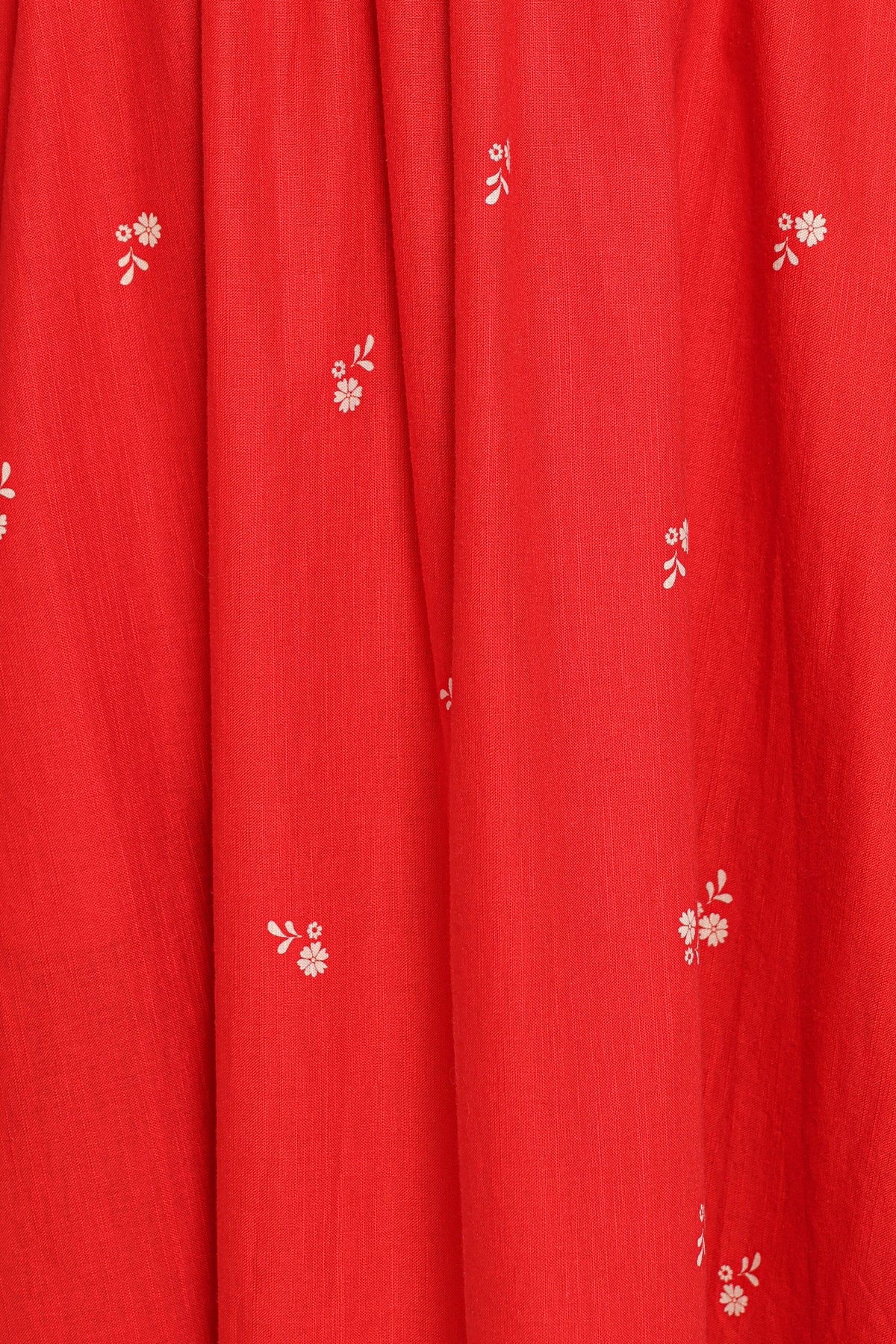 Domenica Shirred Long Sleeve Midi Dress - Red Floral Bandana