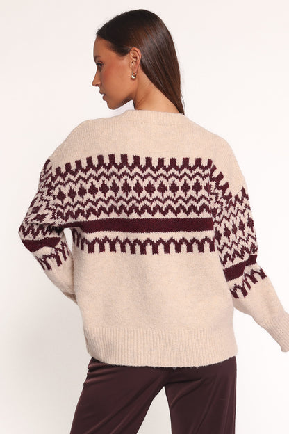 Astrid Sweater - Beige Cherry