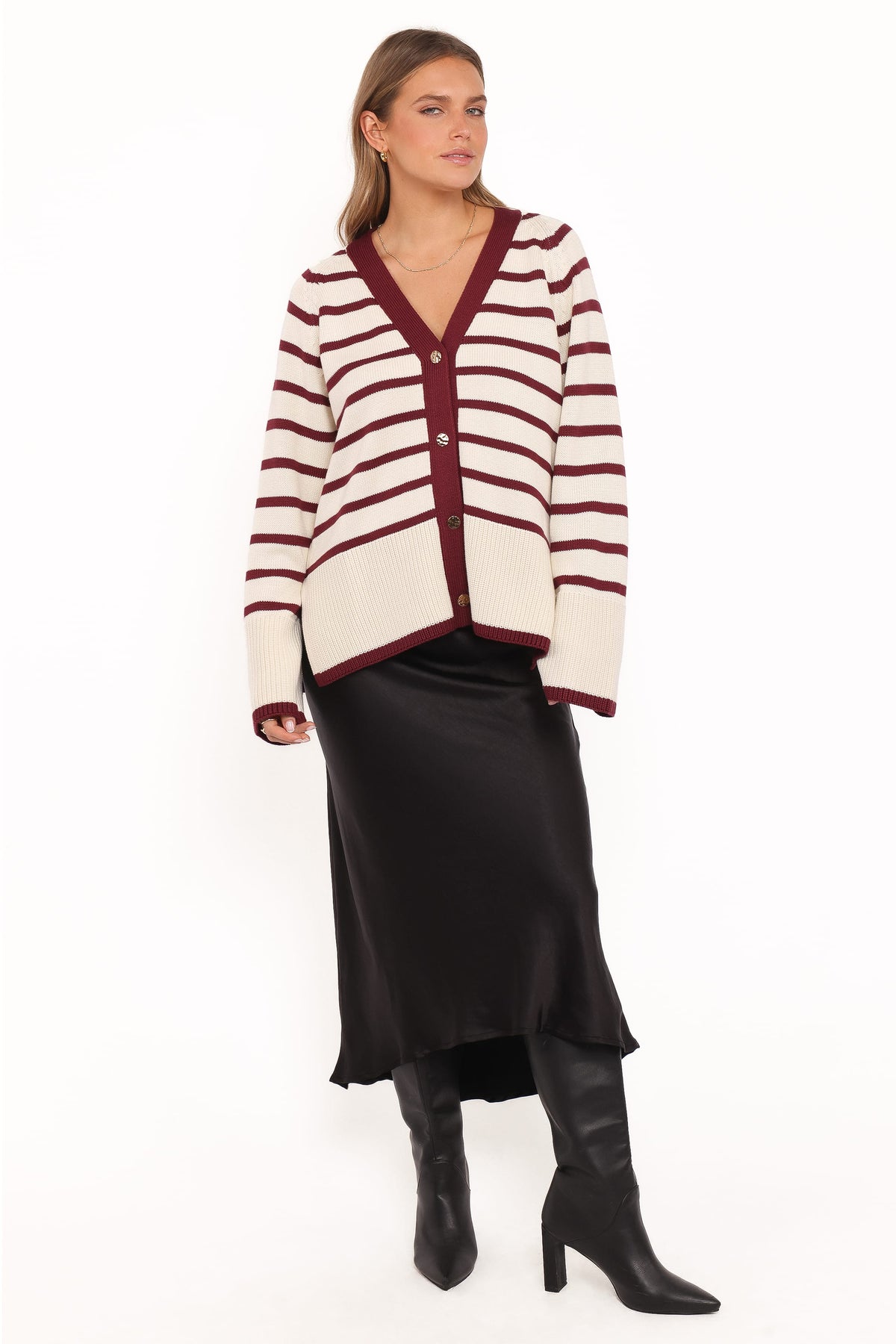Aydee Cardigan - Cherry Stripe