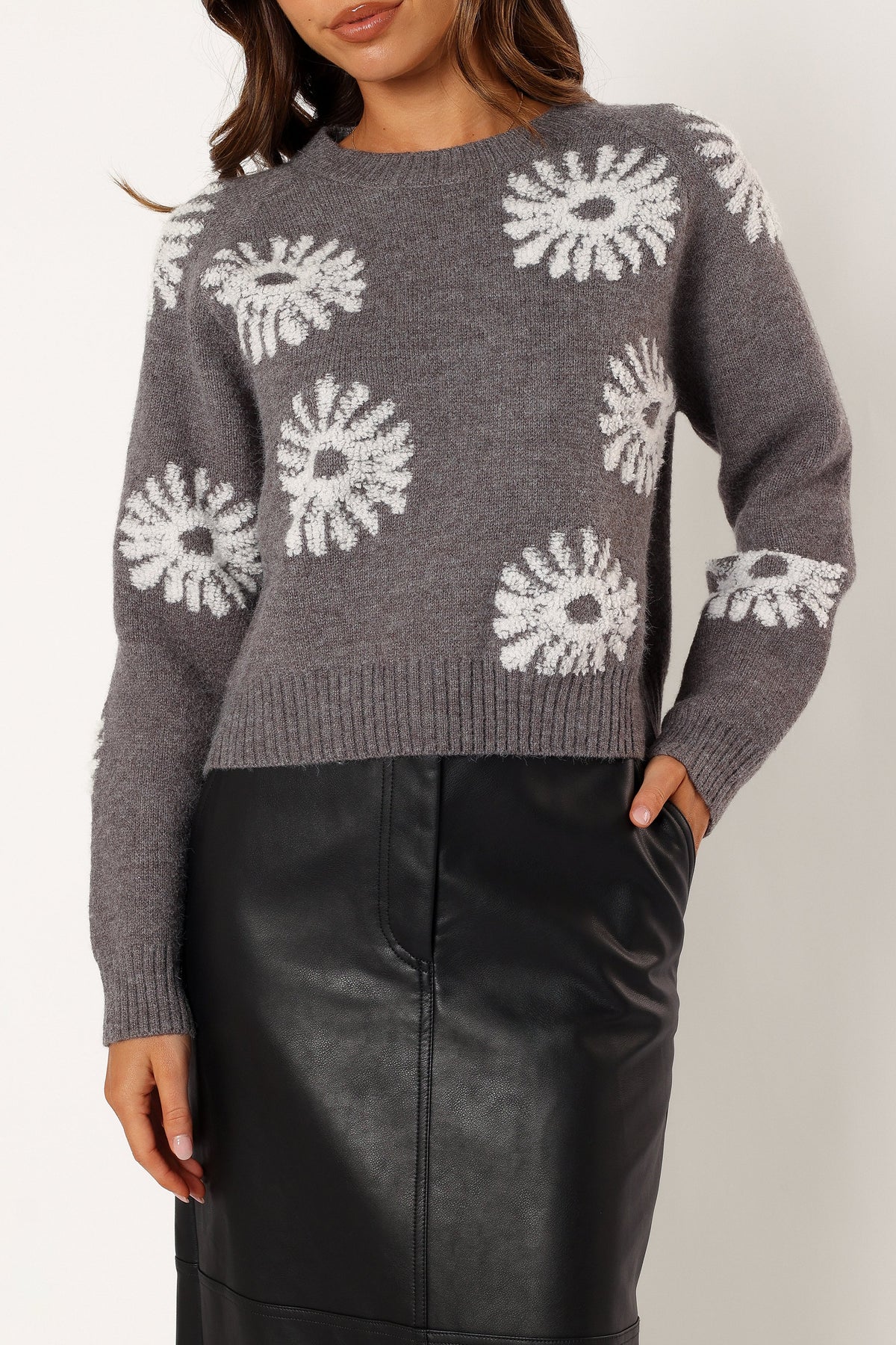 Chandler Knit Sweater - Grey White