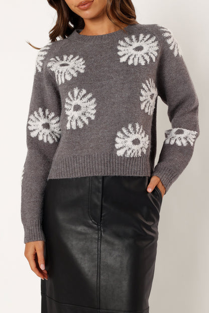 Chandler Knit Sweater - Grey White
