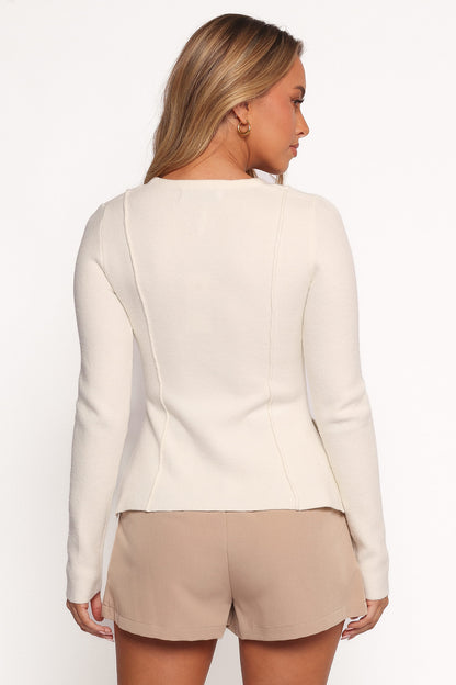 Eddie Clasp Front Cardigan - Ivory