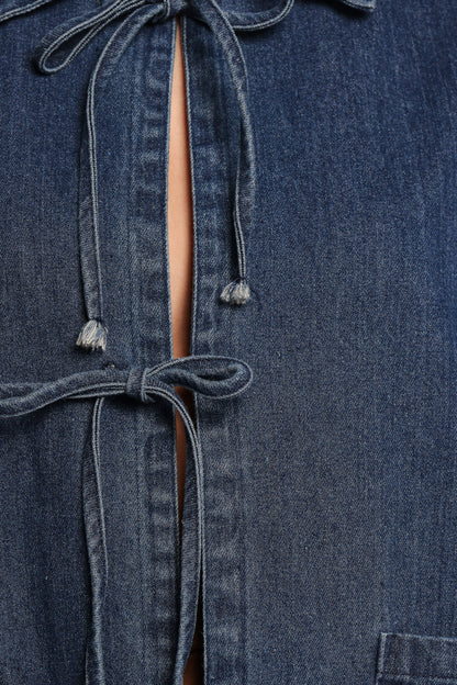 Avon Bow Front Denim Shacket - Denim