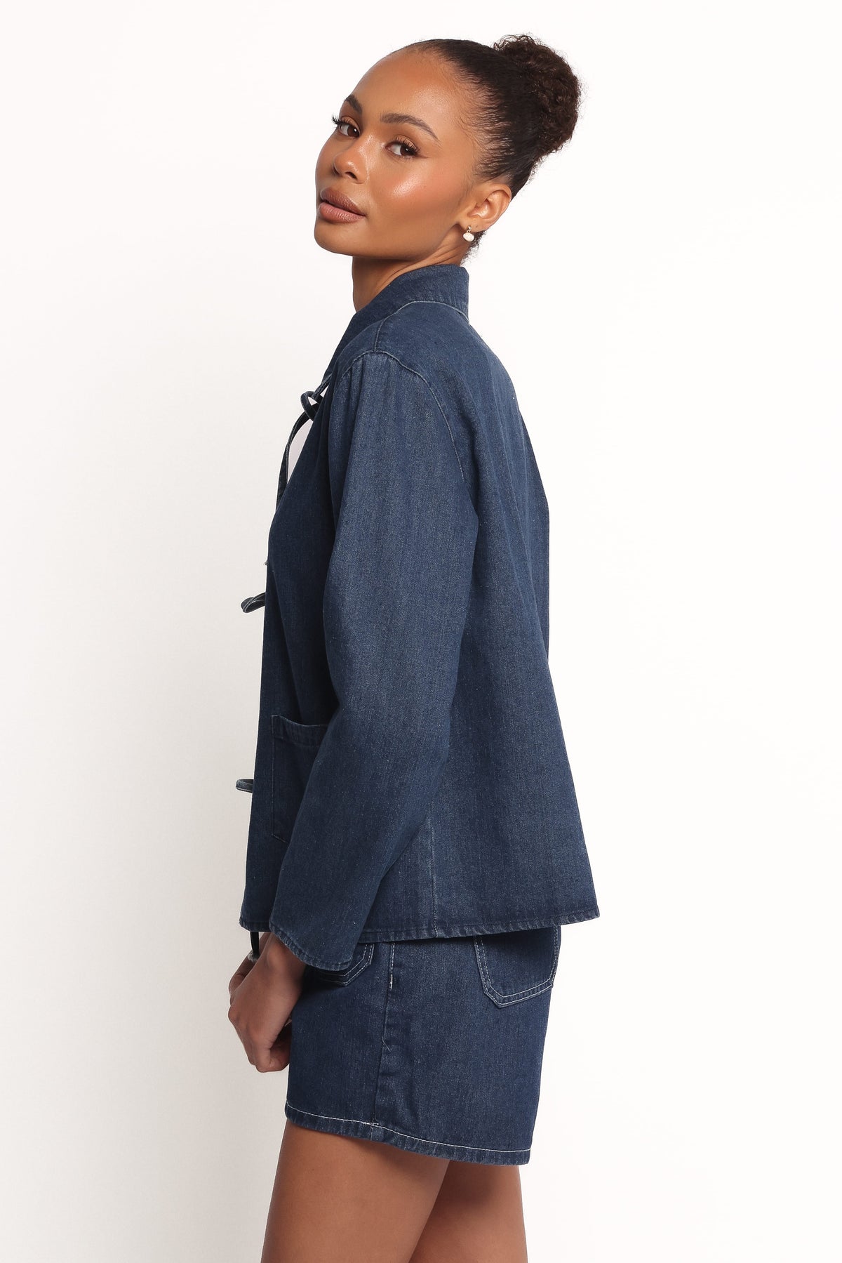 Avon Bow Front Denim Shacket - Denim
